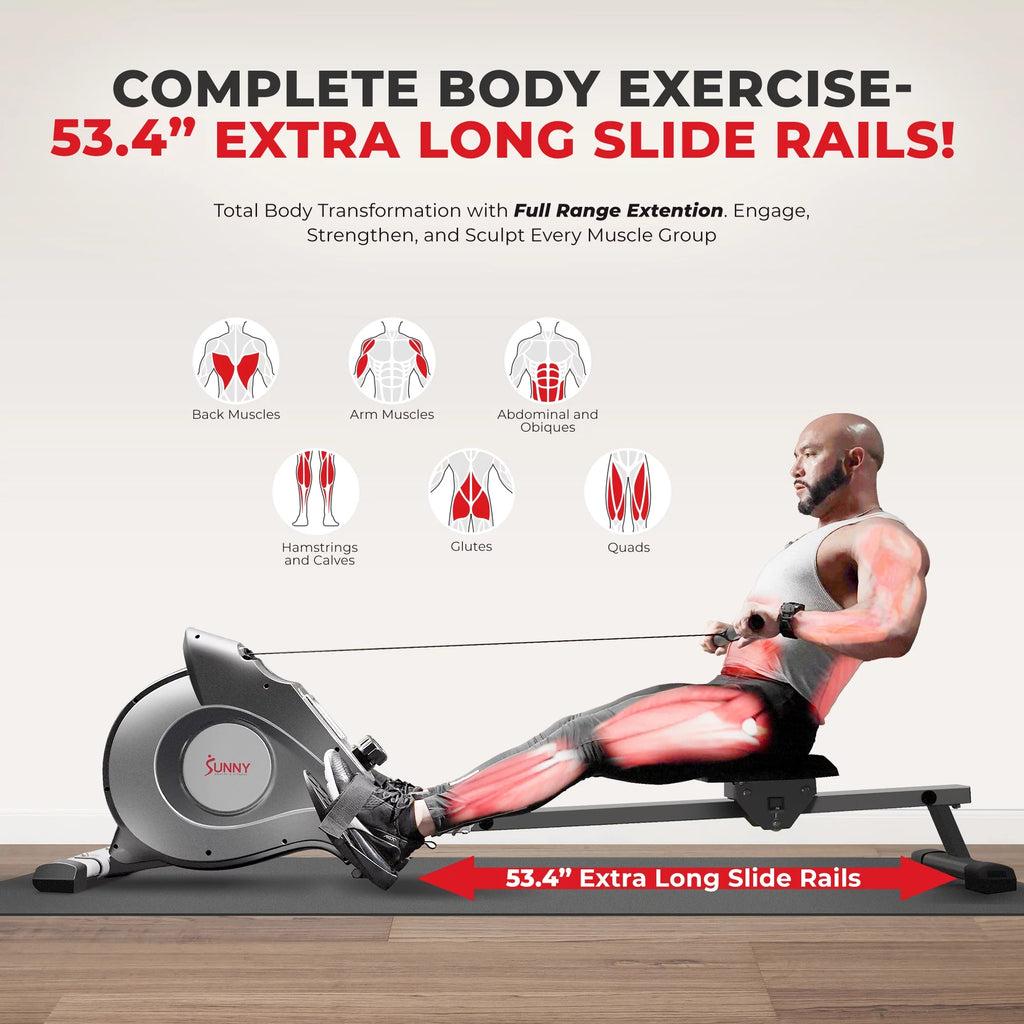 Smart Magnetic Rowing Machine with Extended Slide Rail B836