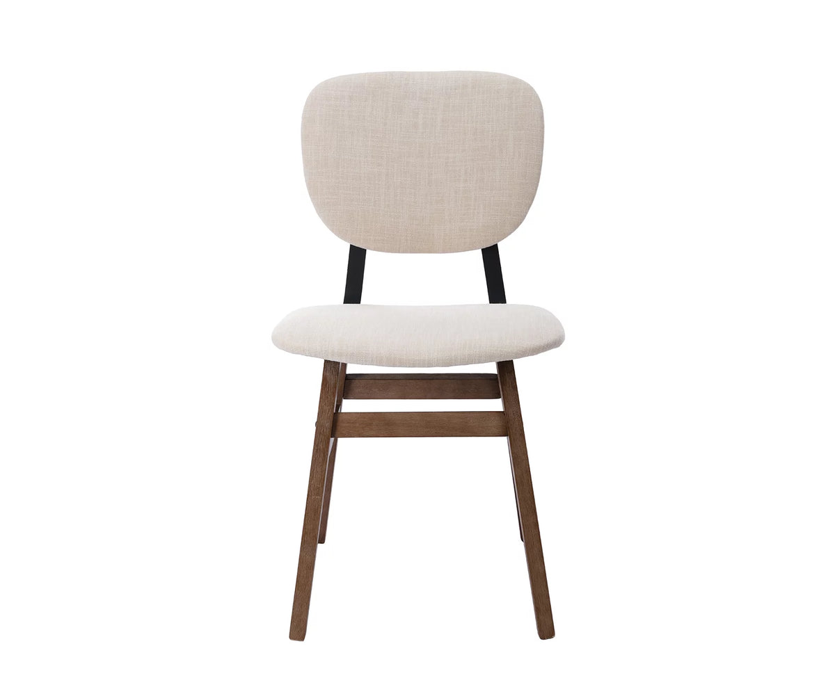 Cream Linen Upholstered Dining Chair Set of 2 with Wooden Legs R515425
