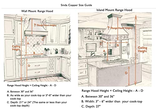 Light Hammered-Antique Copper Stainless Steel Kitchen Vent Hood S72329