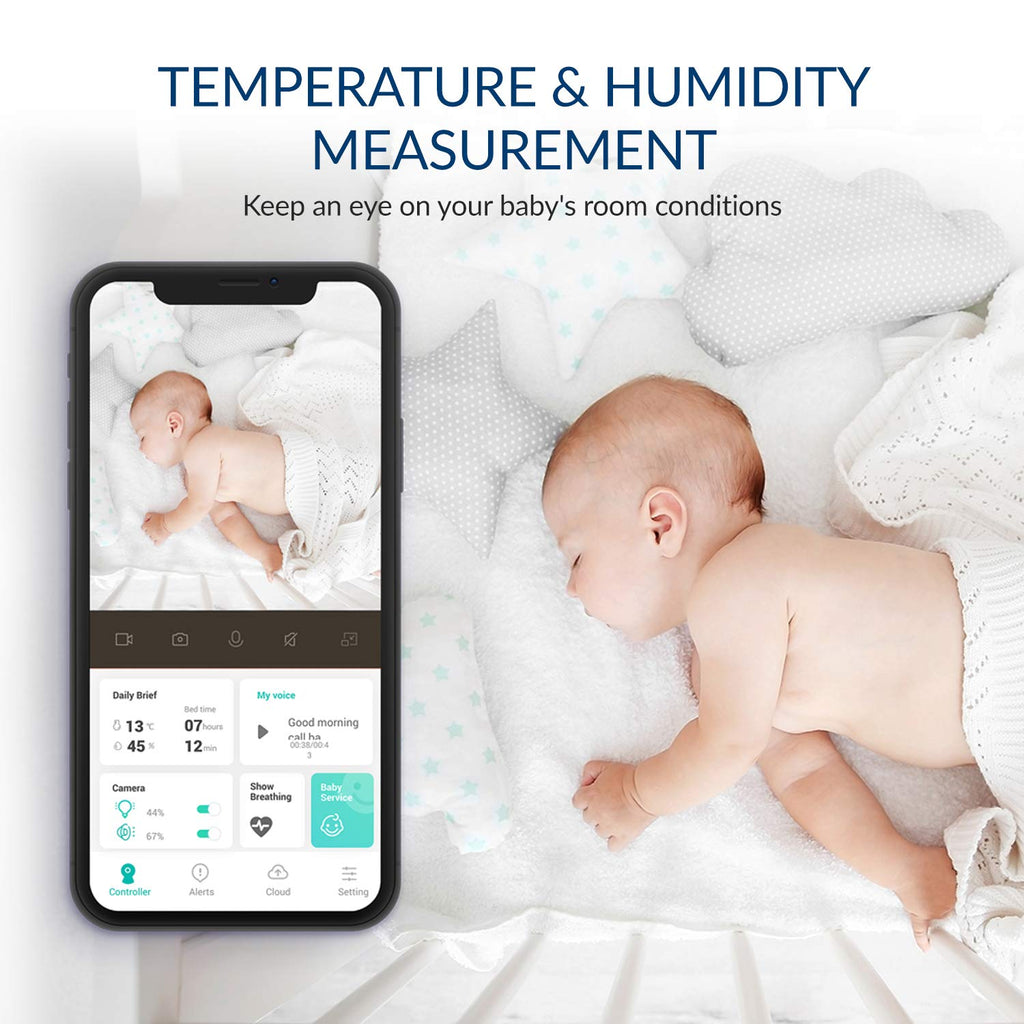 Smart Baby Monitor with Camera and Audio, WiFi HD Video, Night Vision, 360° Speaker, Room Temperature & Humidity Sensors E73576