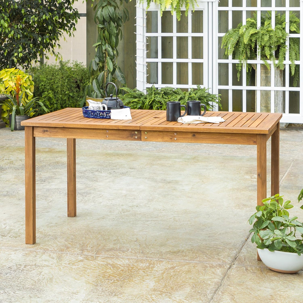 Dark Brown Slatted Outdoor Dining Table E241171