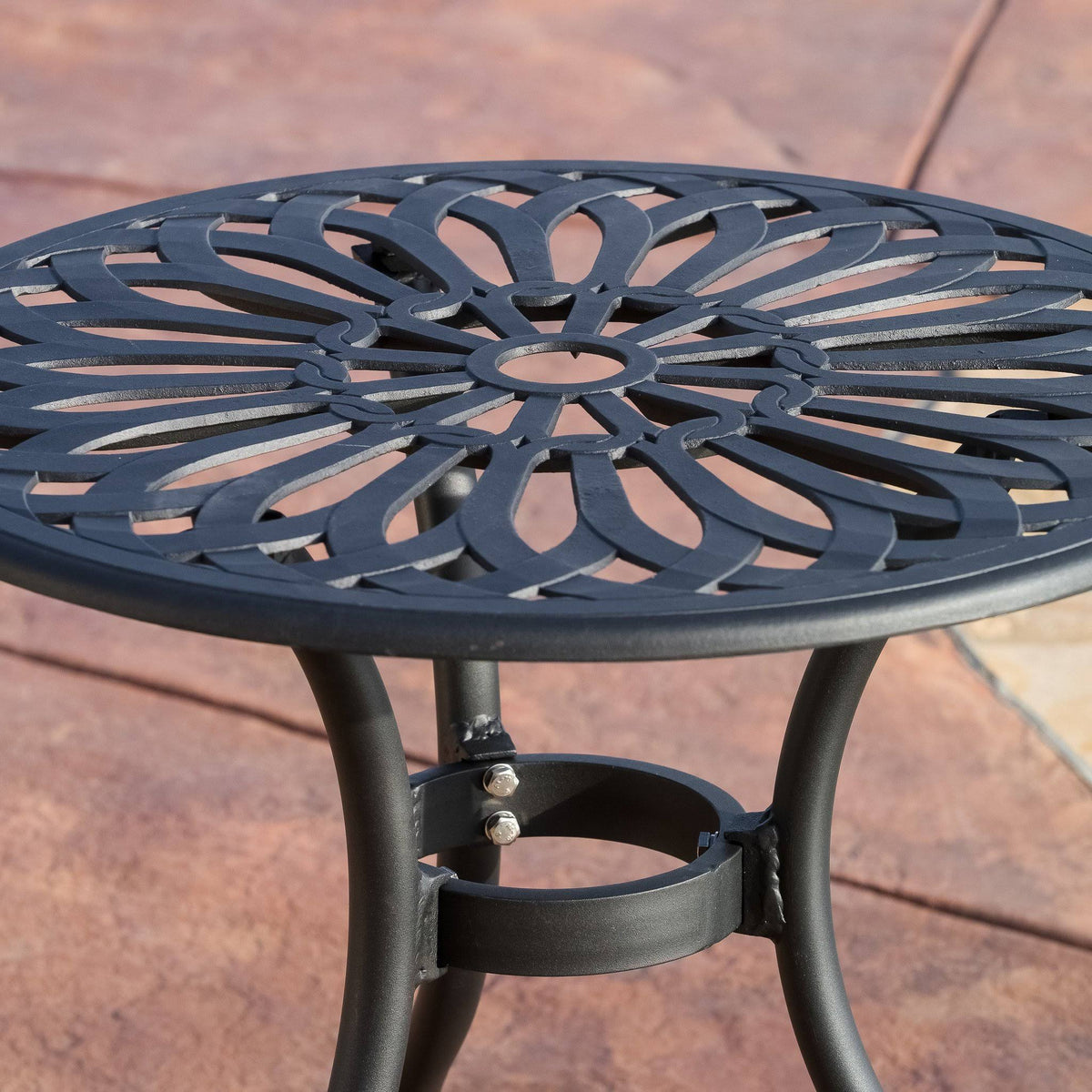 3PC Black and Sand Cast Aluminum Outdoor Bistro Set W8621