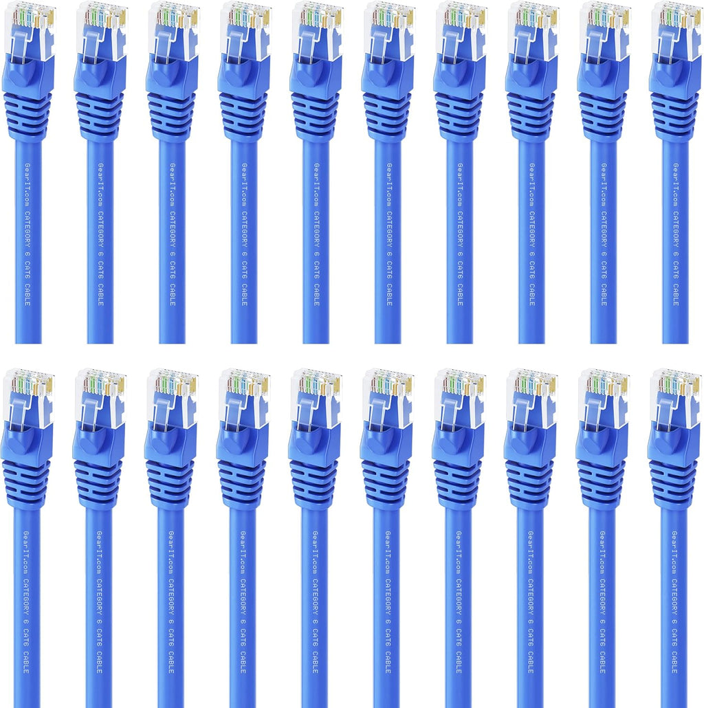 Cat 6 Ethernet Cable 3 ft (20-Pack) Blue A624468