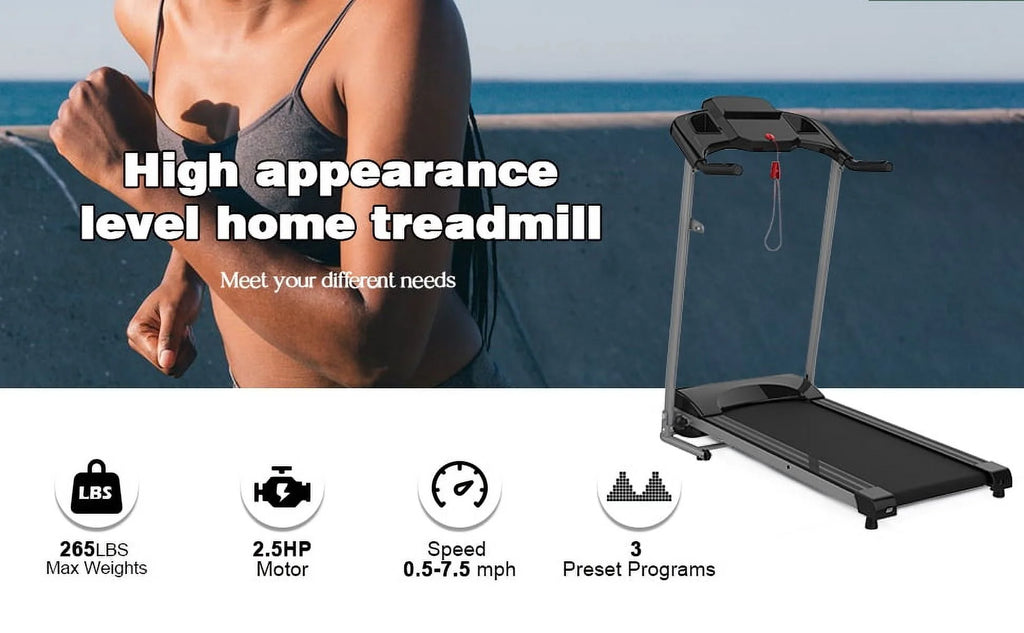 Foldable Electric Treadmill 2.5HP 265LBS Weight Capacity R533074