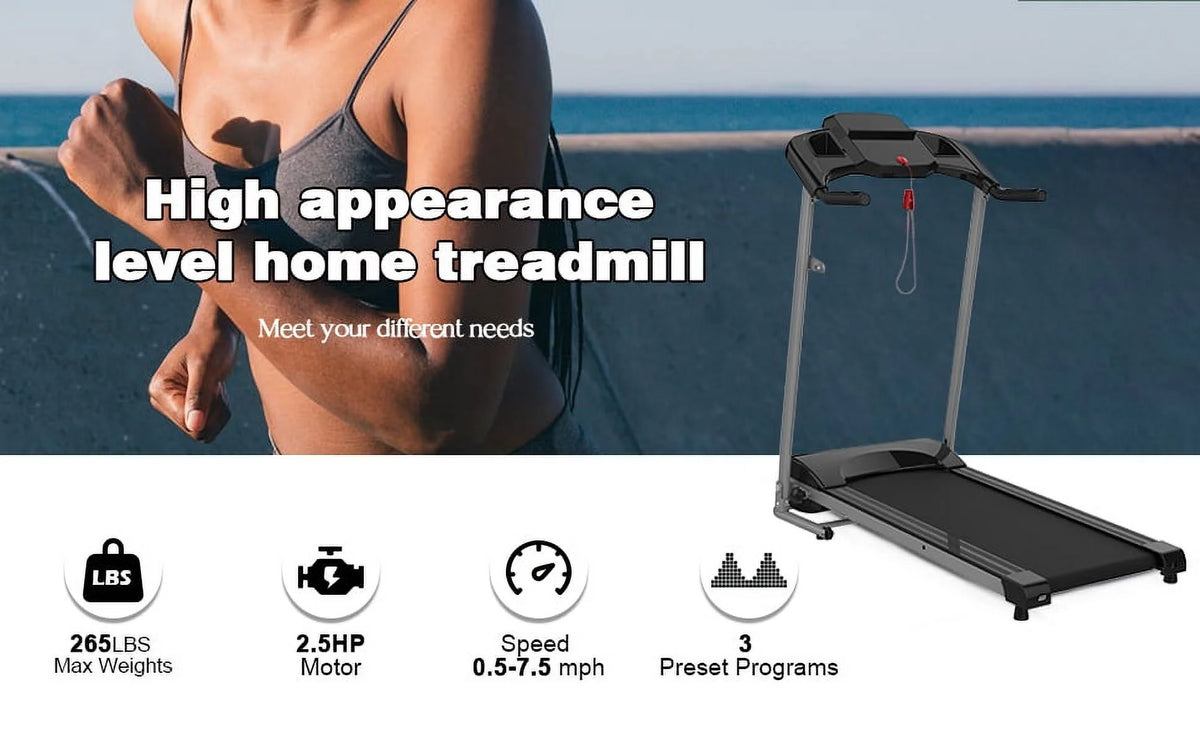 Foldable Electric Treadmill 2.5HP 265LBS Weight Capacity R533074