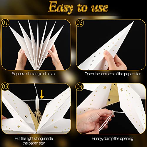 2 Pack 24 Inch Paper Star Lantern with 50 LEDs Y5075
