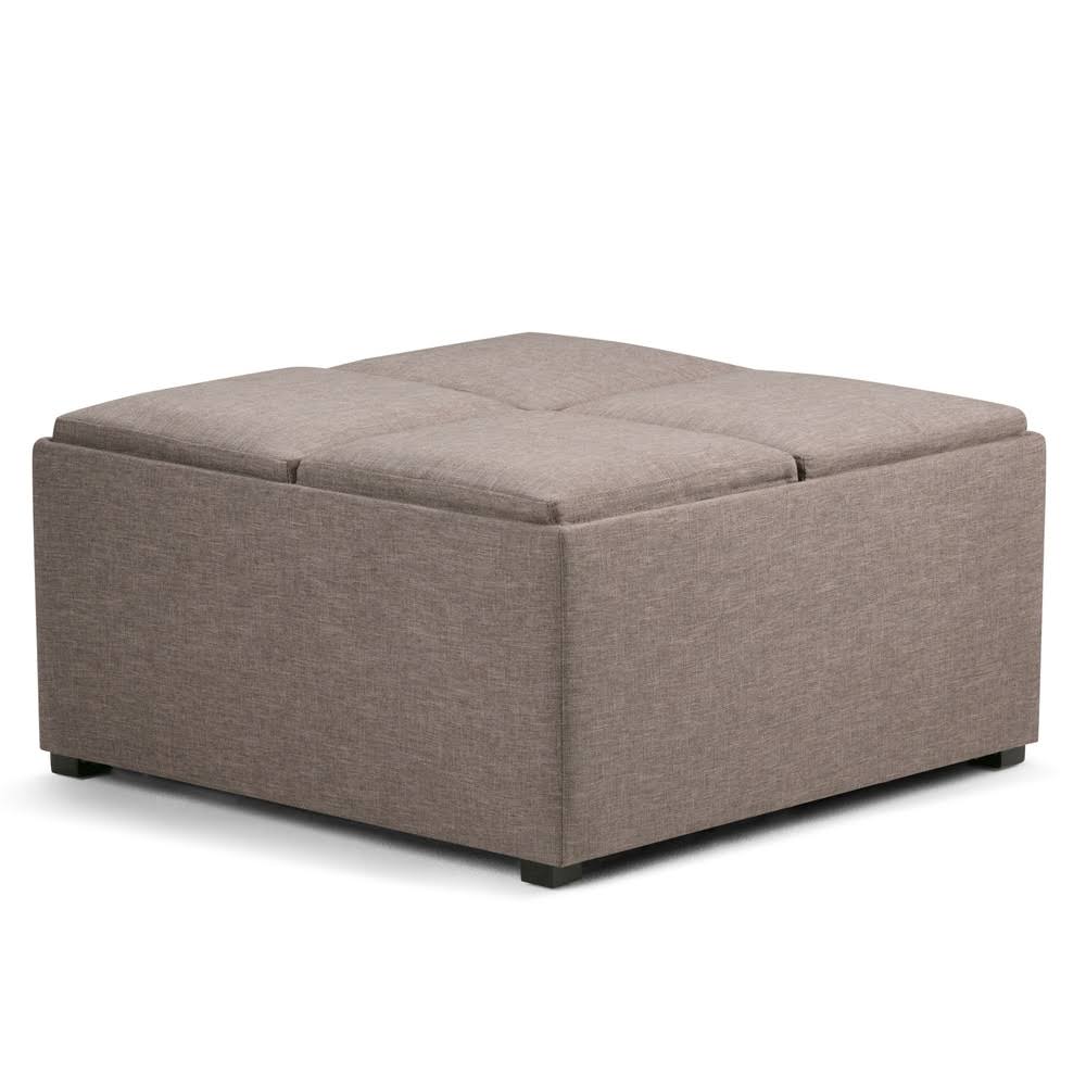 Distressed Black Square Table Ottoman Q172858