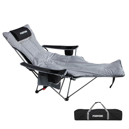 Reclining Camping Chair with Removable Footrest and Headrest I43228