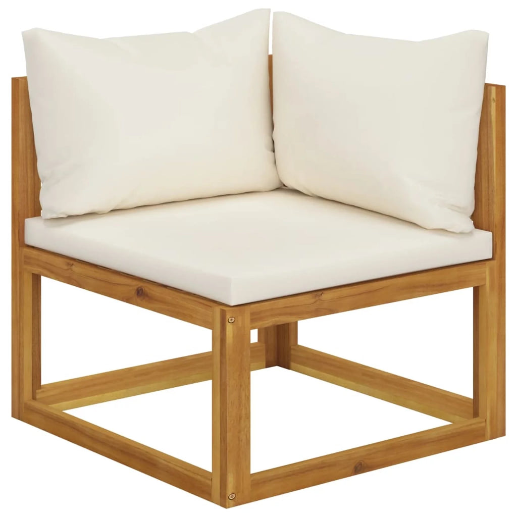 7 Piece Acacia Wood Patio Lounge Set with Cream Cushions W603954