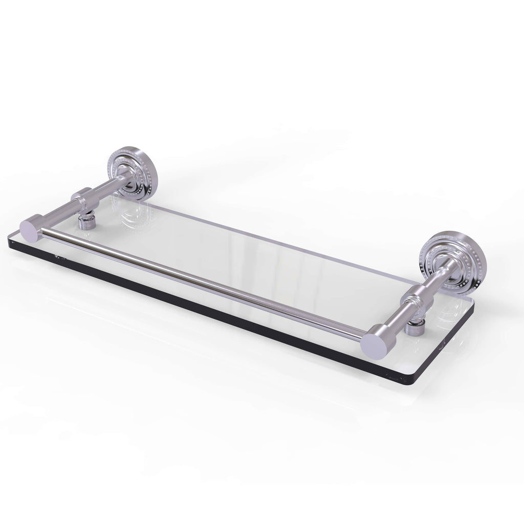 Satin Chrome Glass Shelf with Gallery Rail 16 inch Y7528
