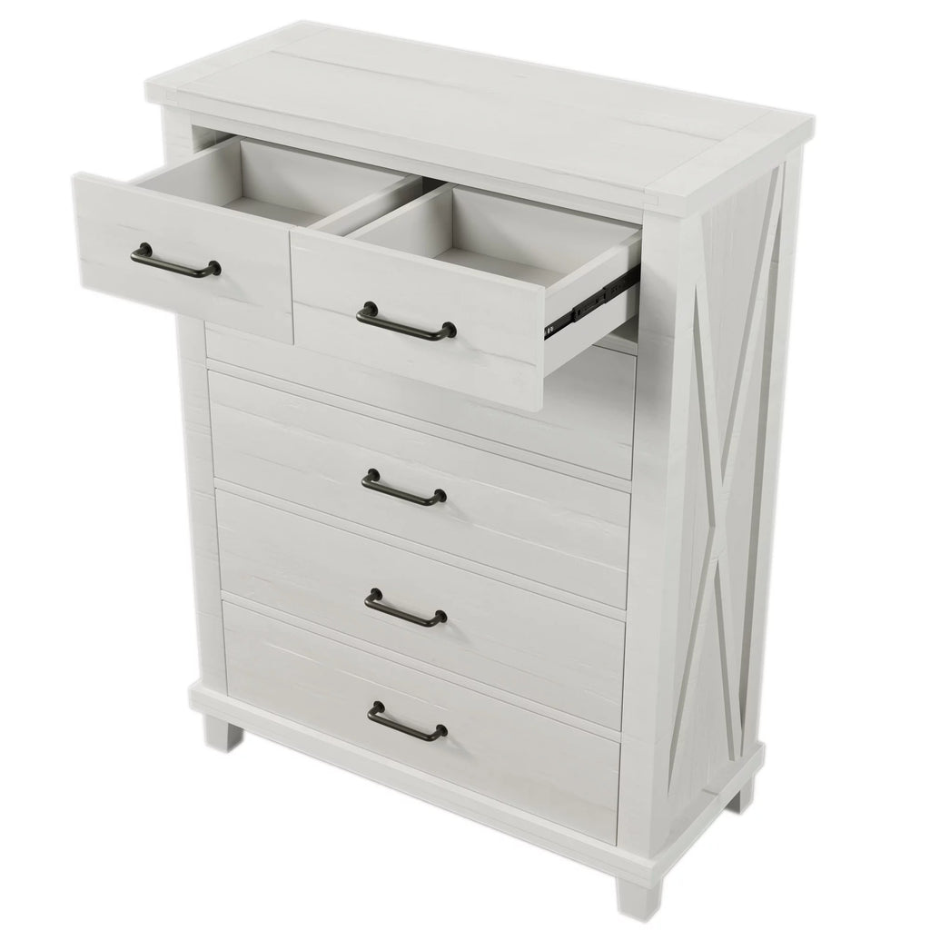 White Solid Pine Wood Six-Drawer Chest Z322