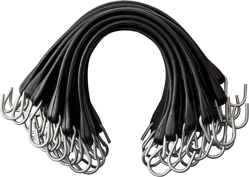15" Rubber Bungee Cords with Hooks, Pack of 25 W115645