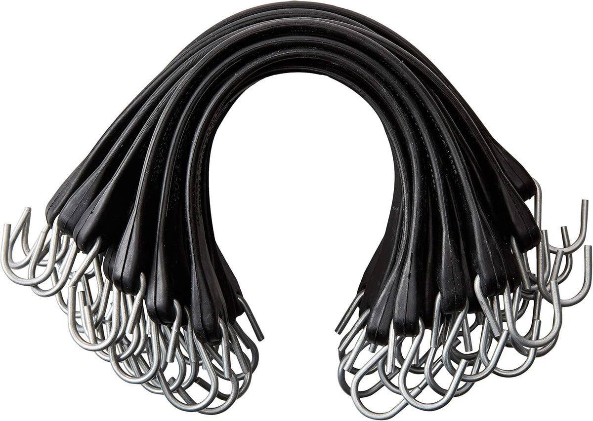 15" Rubber Bungee Cords with Hooks, Pack of 25 W115645