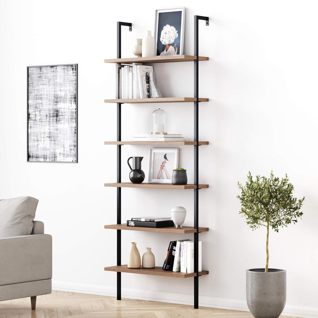 White 5-Shelf Bookcase with Metal Frame B56227