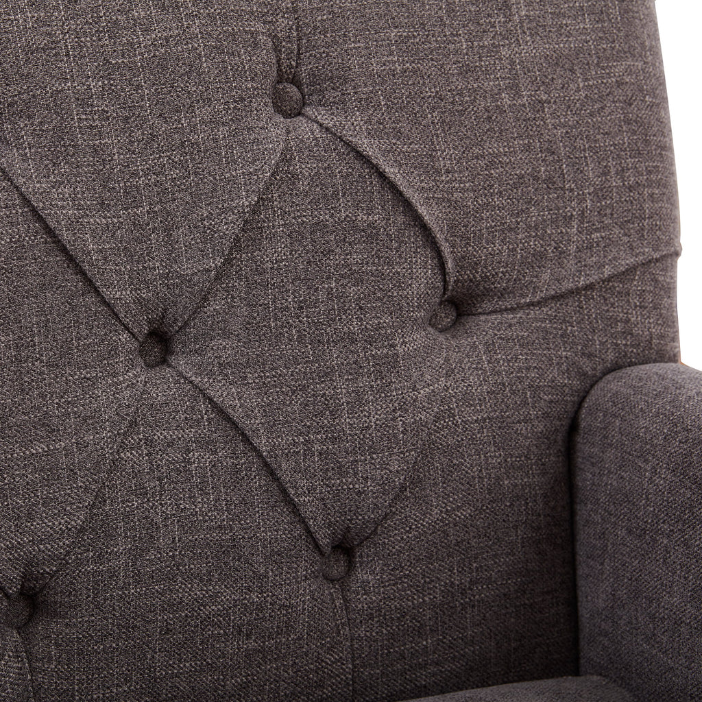 Beige Linen Upholstered Accent Chair with Ottoman H577723
