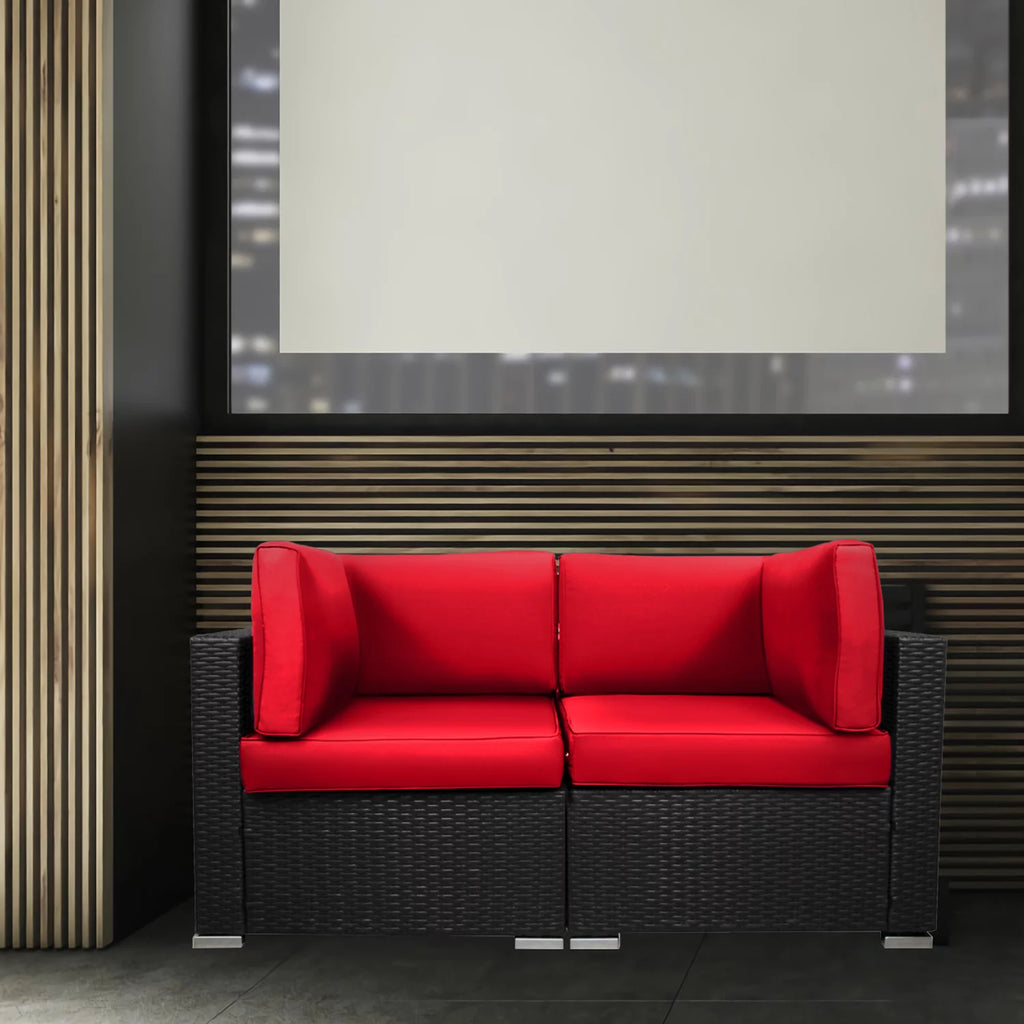Red 2-Piece Rattan Outdoor Sofa Set E949586