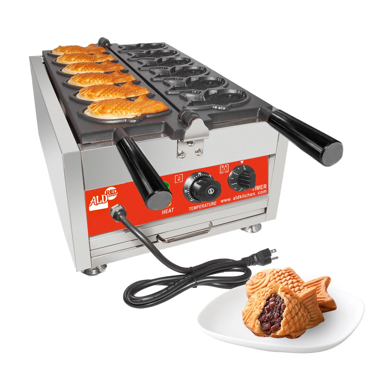 6 Fish Shaped Waffle Stainless Steel Taiyaki Maker I513