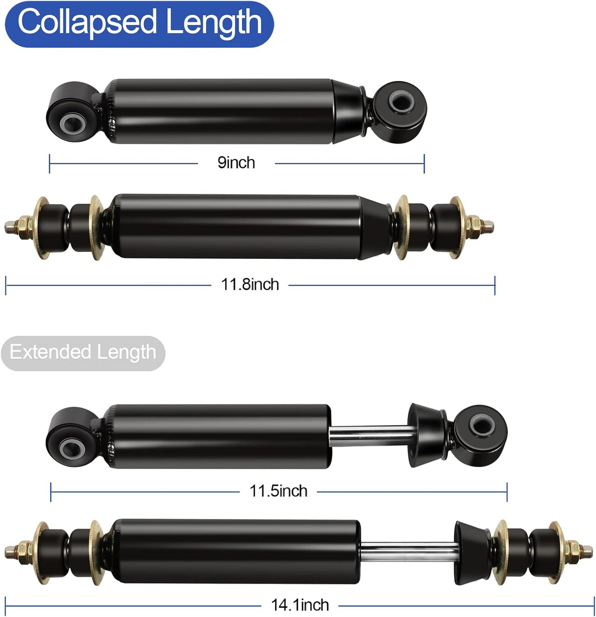 Front and Rear Shock Absorbers for Club Car DS G&E 1988-up, Precedent G&E 2004-up, 4pcs Y105653