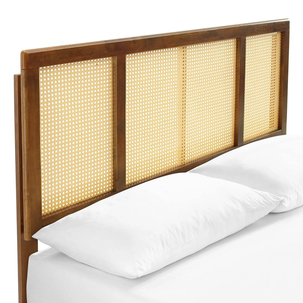 Walnut Full Platform Bed with Angular Legs P698