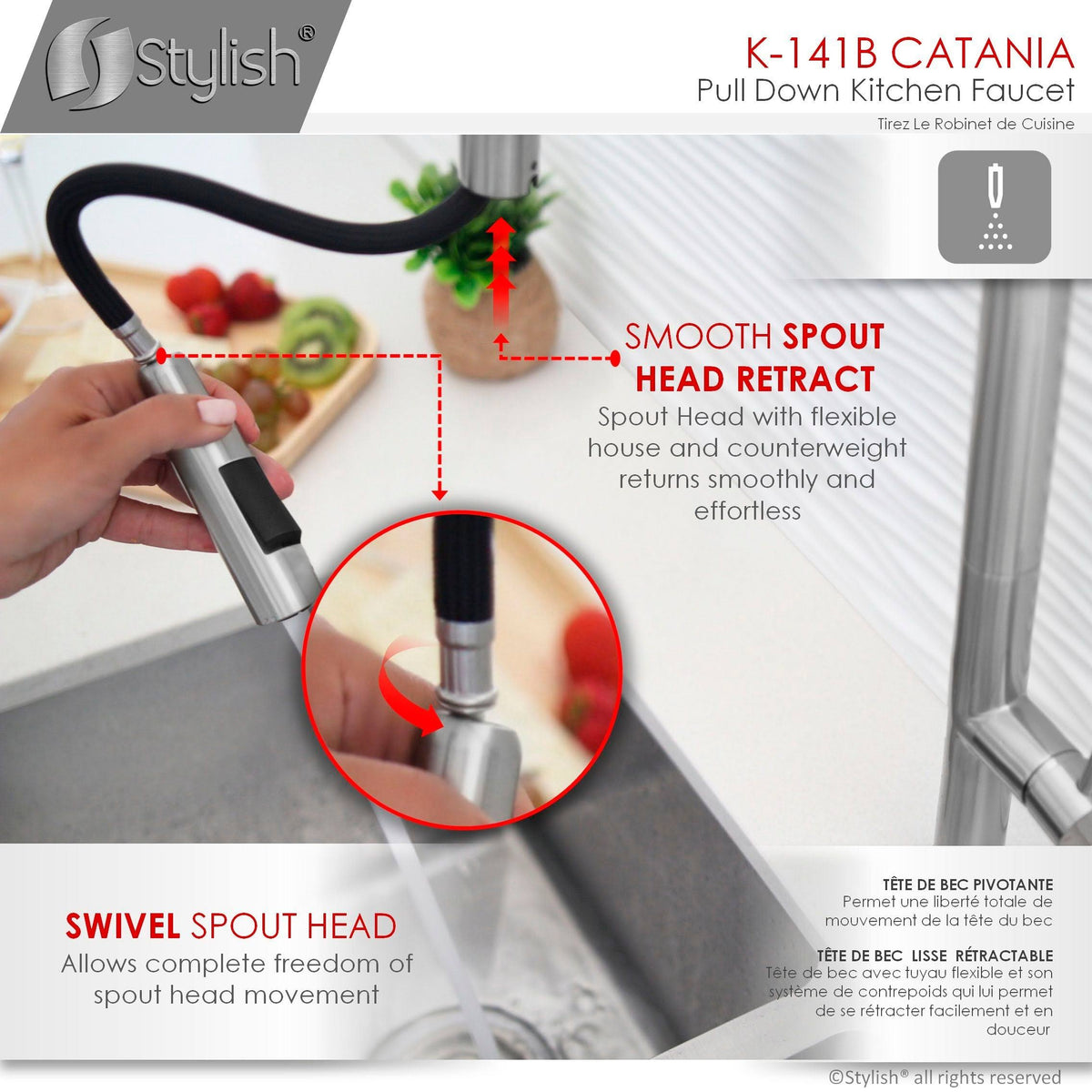 Brushed Nickel Pull Down Single Handle Kitchen Faucet L359885