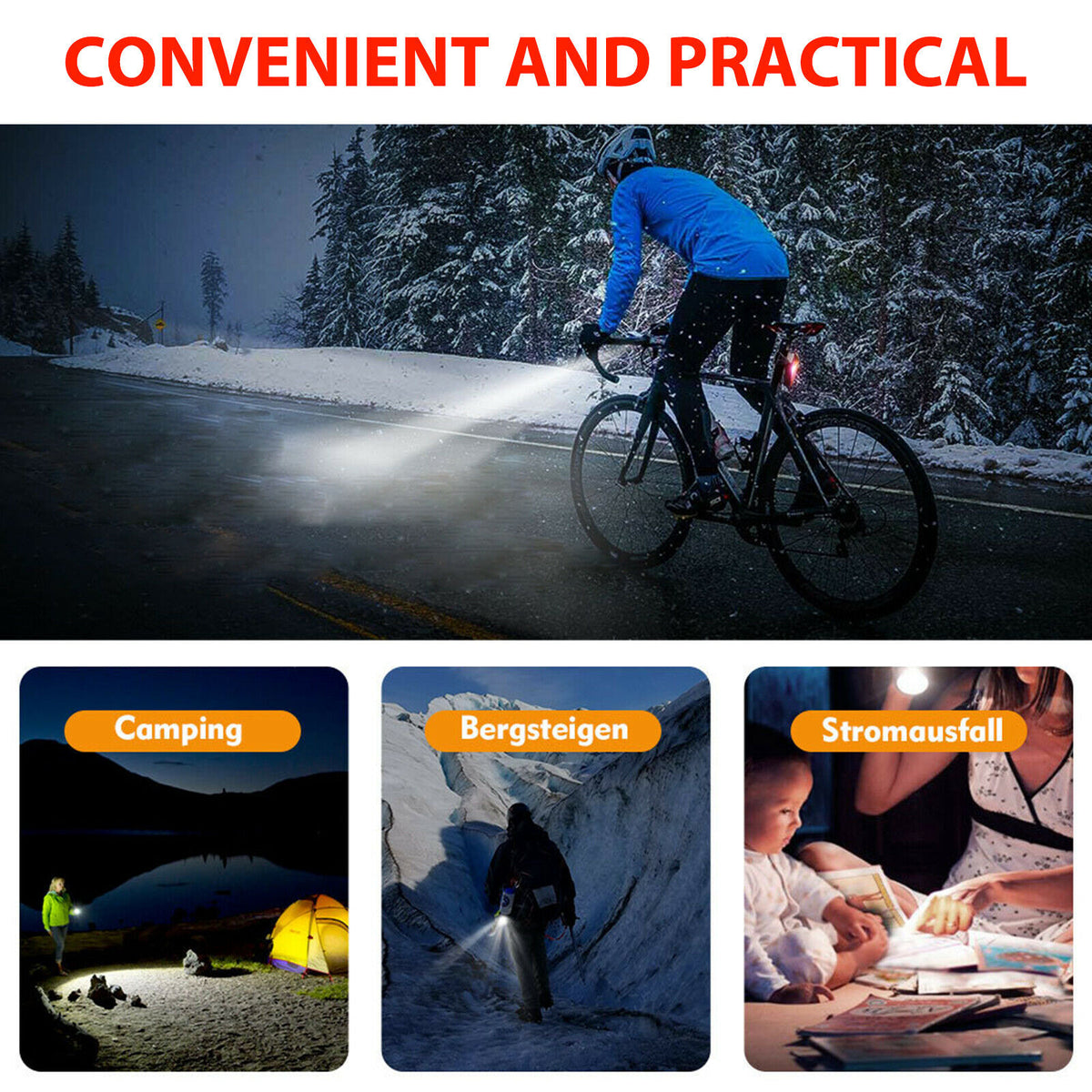 40 Sets USB Rechargeable Bike Light Set, LED Bicycle Headlight Front Rear Lamp Tail Light G7183
