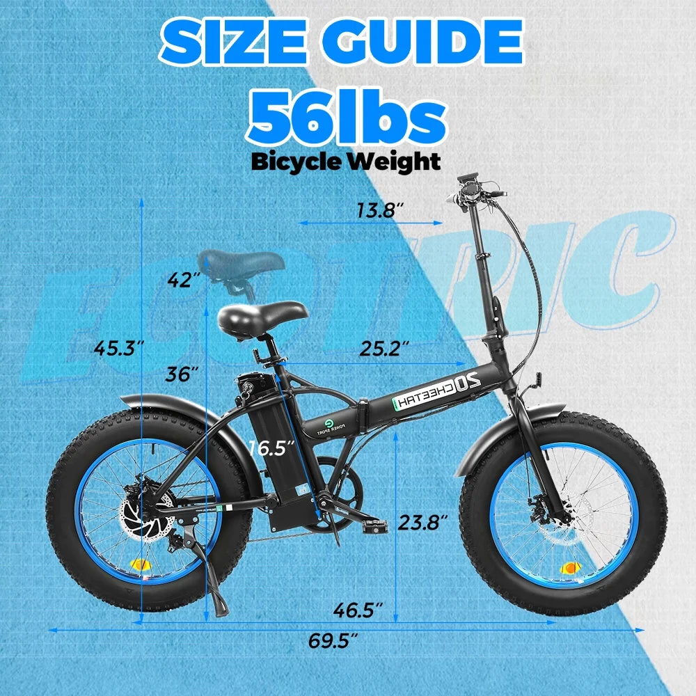 500 W Electric Bike 20" Fat Tire Folding Electric Bicycle 36 V 12.5 AH Removable Battery O571