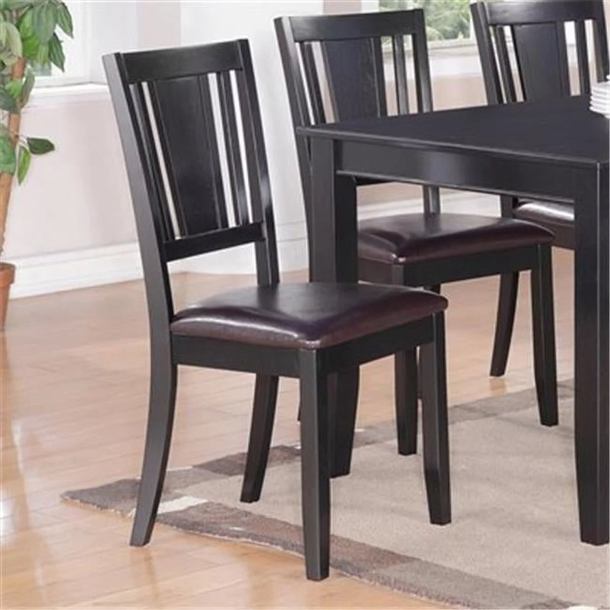 Black Faux Leather Upholstered Dining Chair qty 2 Q3479