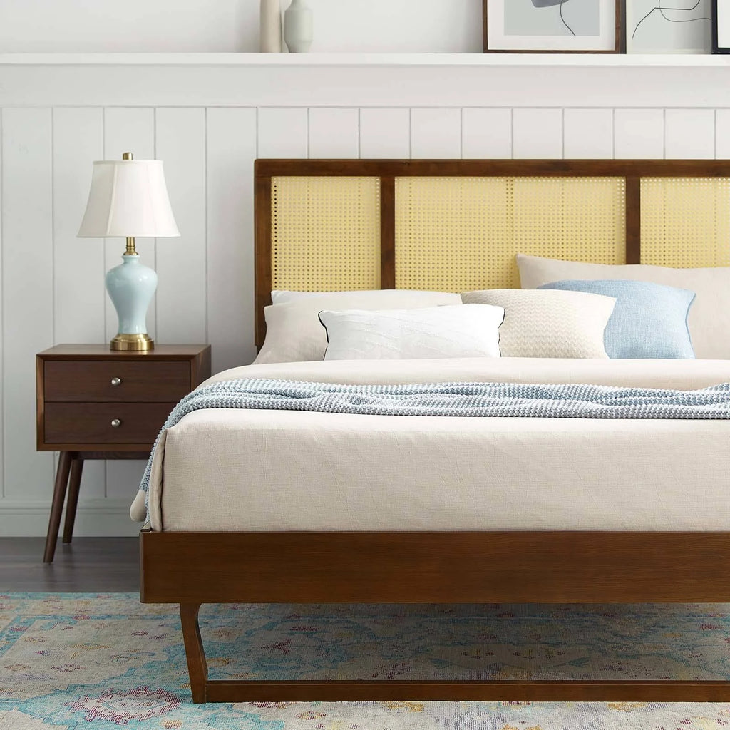 Walnut Full Platform Bed with Angular Legs P698