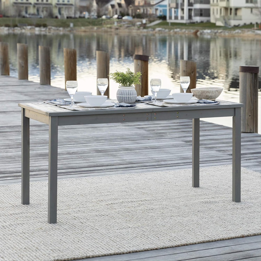 Dark Brown Slatted Outdoor Dining Table E241171