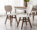Cream Linen Upholstered Dining Chair Set of 2 with Wooden Legs R515425