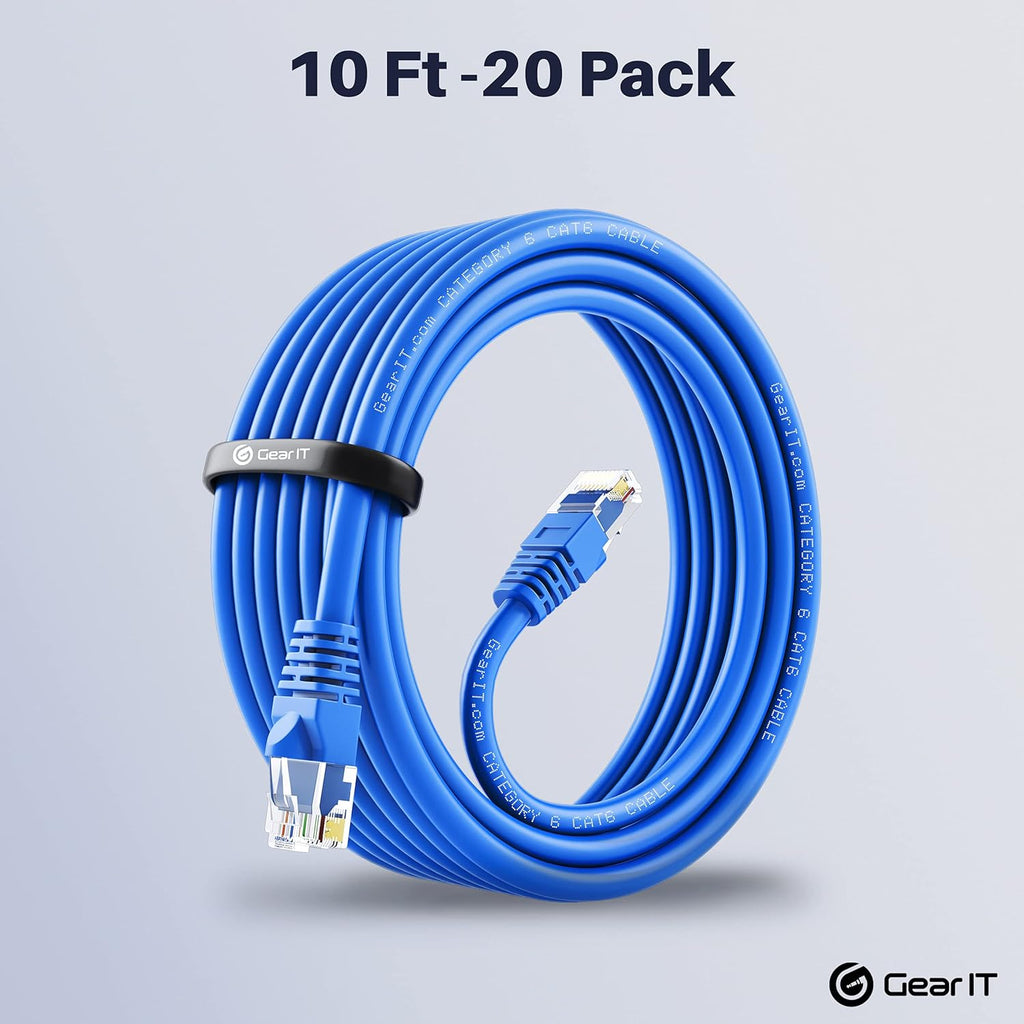 Cat 6 Ethernet Cable 3 ft (20-Pack) Blue A624468