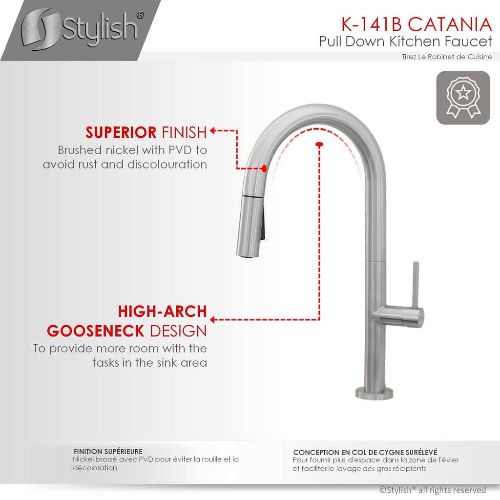 Brushed Nickel Pull Down Single Handle Kitchen Faucet L359885