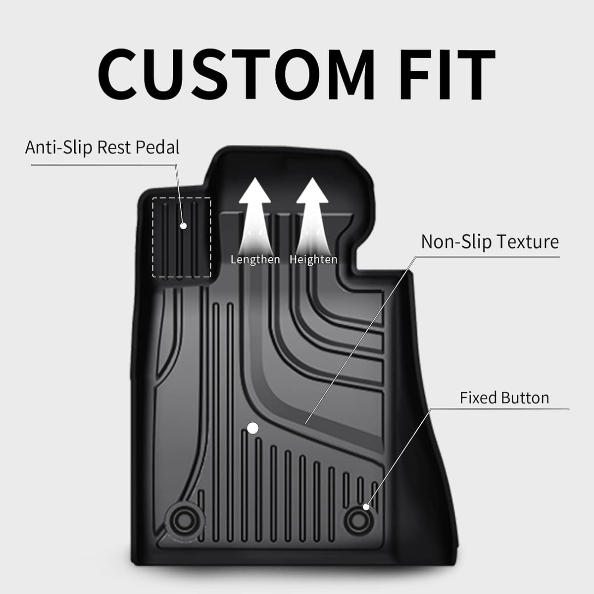 Heavy Duty TPE All Weather Car Floor Mats, 1st & 2nd Row Full Set Rubber Floor Liners I879876