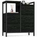 5 Fabric Drawers Rustic Brown Dresser with Shelves M9762