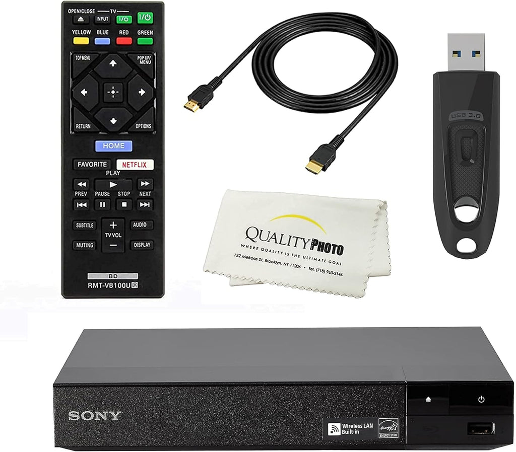 Blu-ray Disc Player with Built-in Wi-Fi and HDMI Cable with Ultra USB Flash Drive 64GB L759977