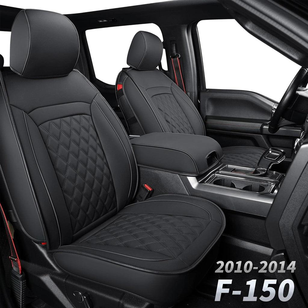 Black & Red Waterproof Faux Leather Seat Covers Full Set L9142