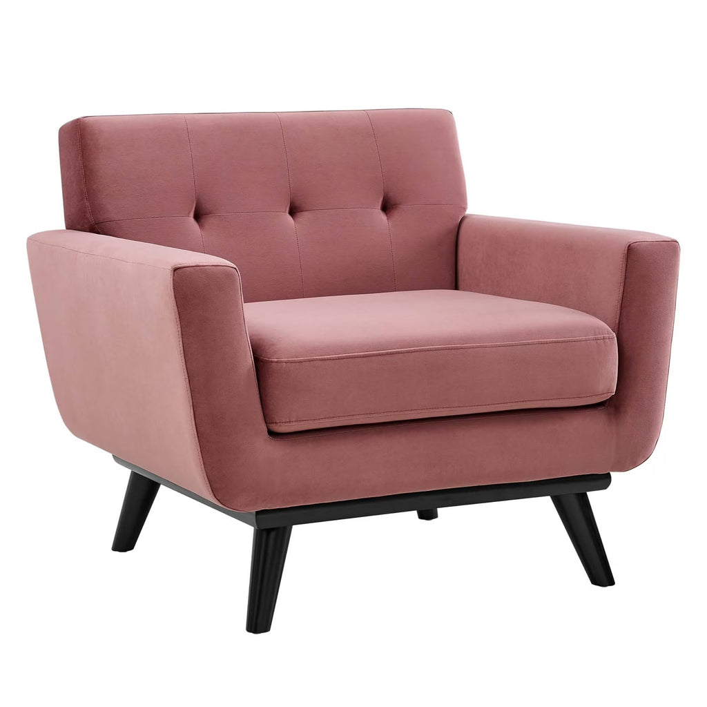 Dusty Rose Pink Performance Velvet Tufted Armchair X4870