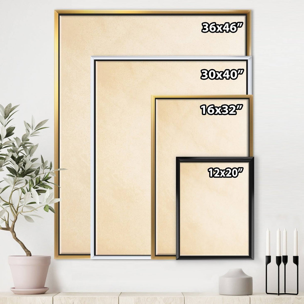Grey Gold Framed Canvas 16 in. Wide x 32 in. High Y1204