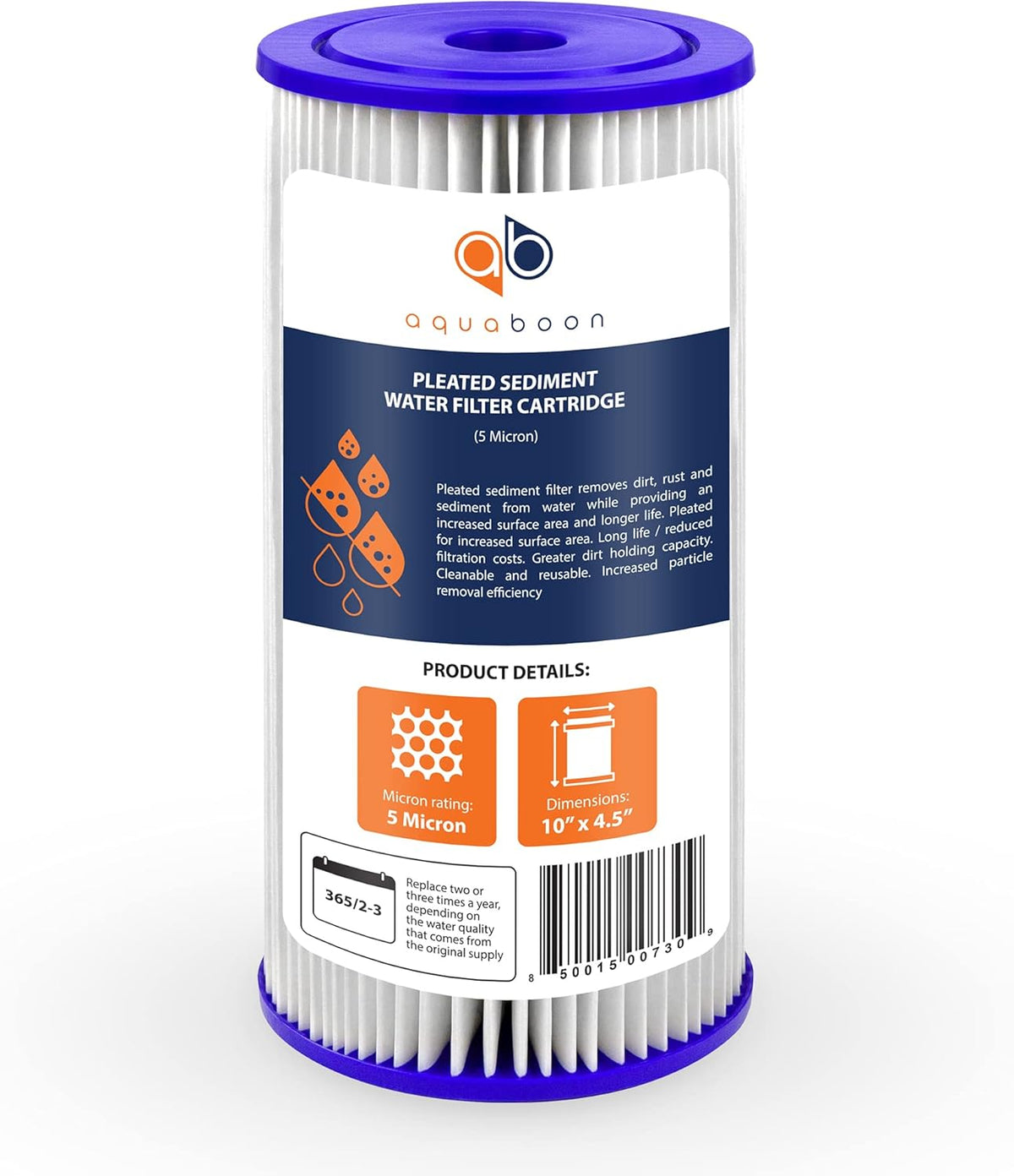 5 Micron 10 Pleated Sediment Water Filter Replacement Cartridge Z96278