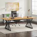 70.8-Inch Light Walnut/Black Executive Desk F550738