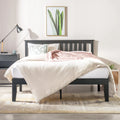 Black Twin Solid Wood Platform Bed with Headboard F2903