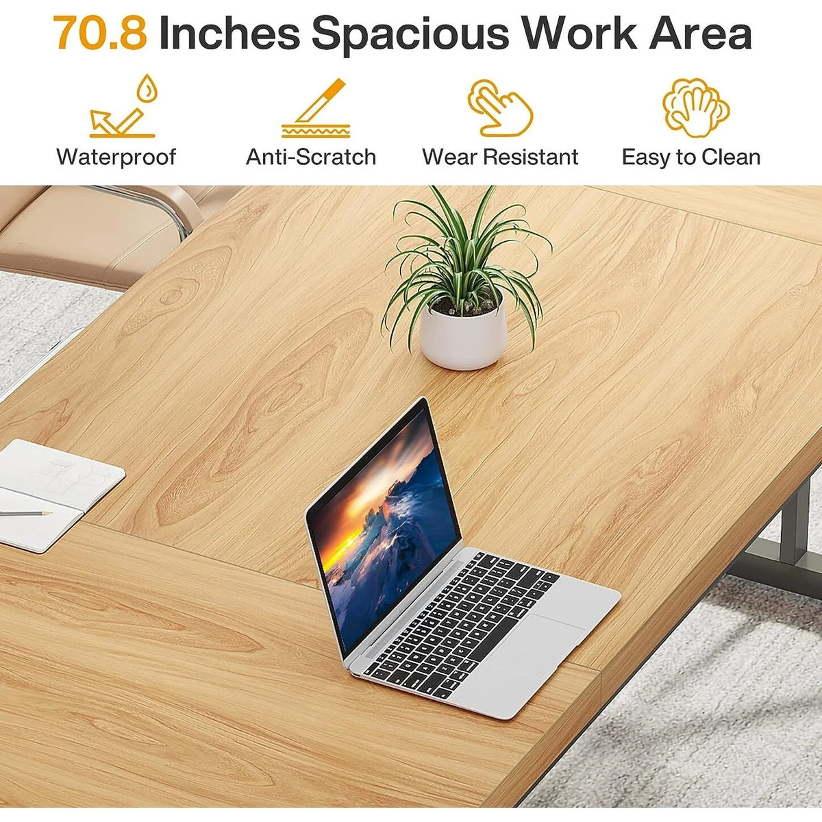 70.8-Inch Light Walnut/Black Executive Desk F550738
