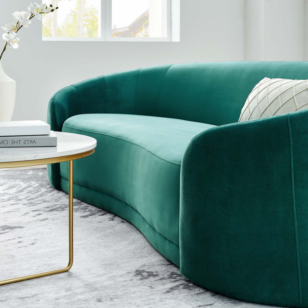 Teal Blue Velvet Sofa E7760