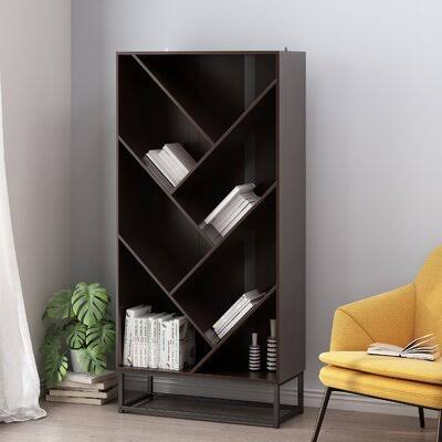 Geometric Bookcase Dark Walnut B88102