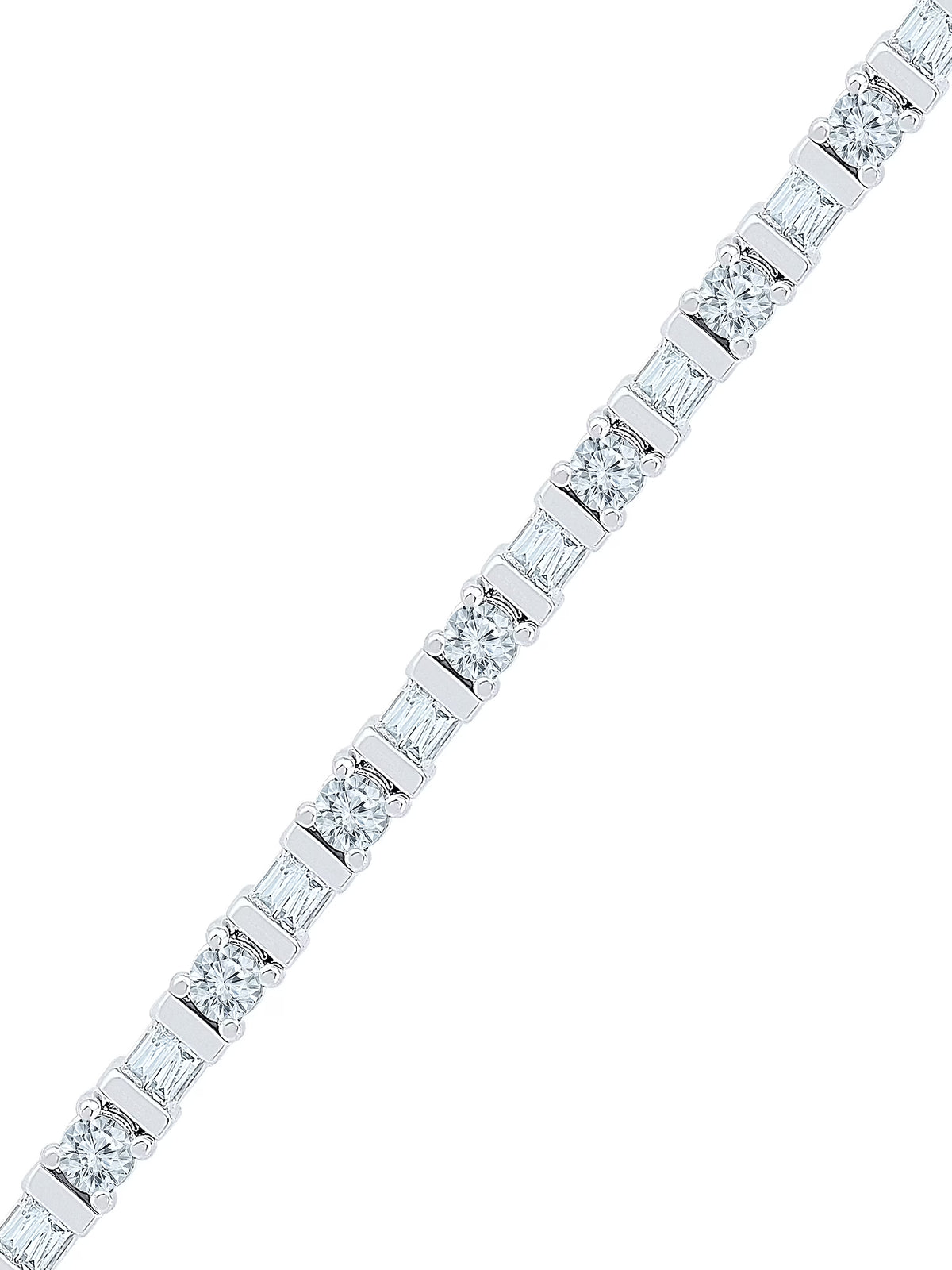 Sterling Silver Diamond and Lab Created Sapphire Bracelet E7985