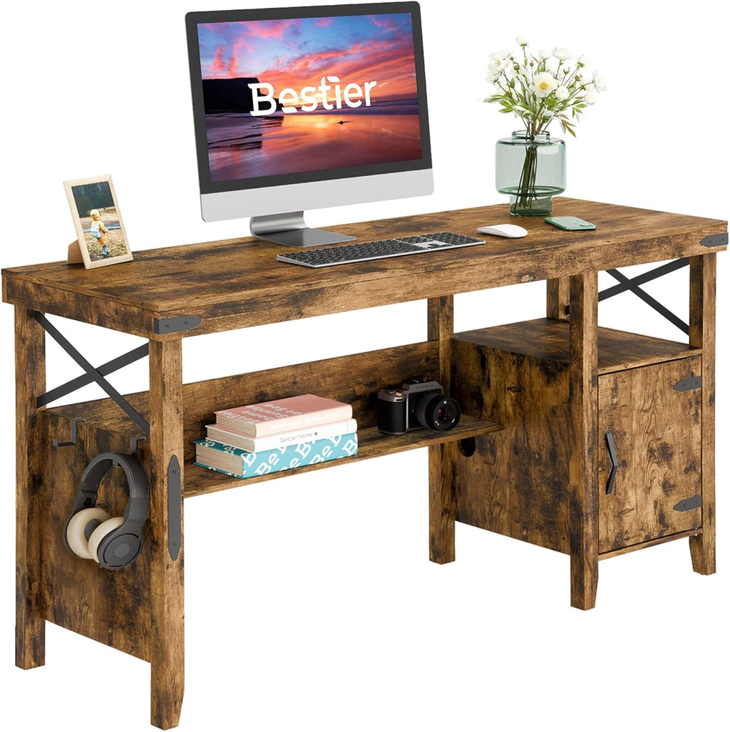 L-Shaped Computer Desk with Storage Cabinet and Bookshelf C6486