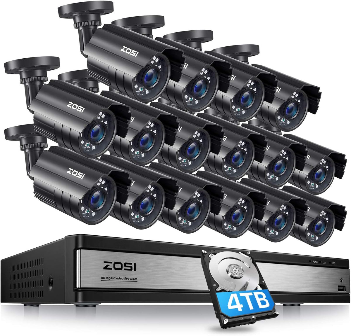 1080p 8CH Security Camera System with 4 Weatherproof Cameras H925