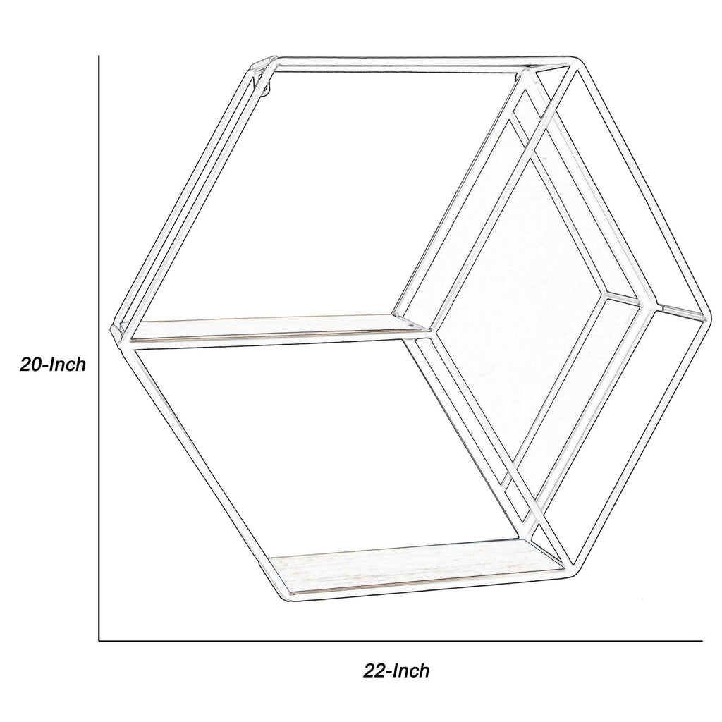 Hexagonal Metal Wall Shelf with 2 Display Cases A2372