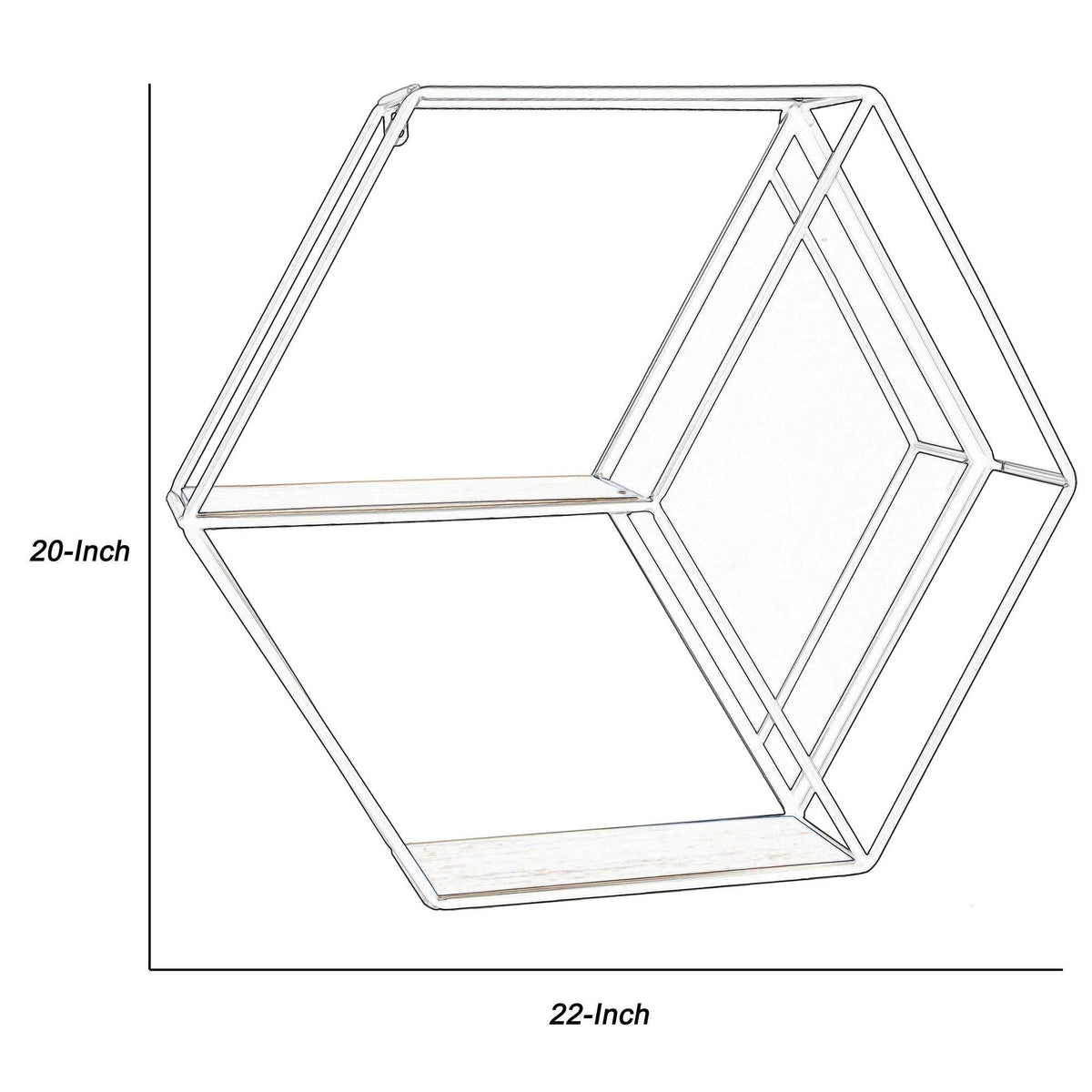 Hexagonal Metal Wall Shelf with 2 Display Cases A2372