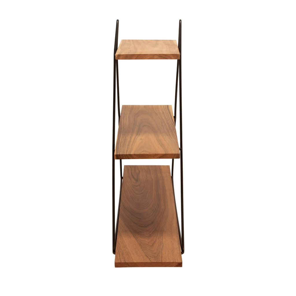 Brown Metal Wood Triangle Wall Shelf P139469